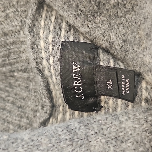 J. Crew Men's Lambs Wool Gray Jacquard Shawl Collar Knit Sweater Size XL - Picture 6 of 11